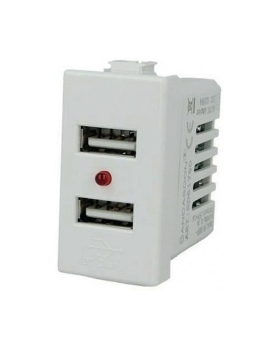 PRESA USB 2 PORTE COMPATIBILE SERIE PLANA