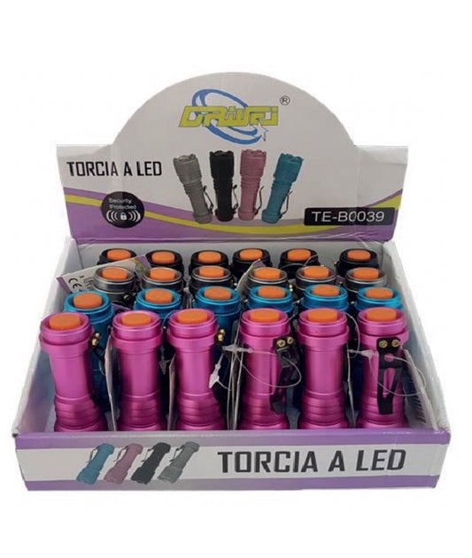 24 PZ - TORCE LED TASCABILI MULTI COLOR ALLUMINIO