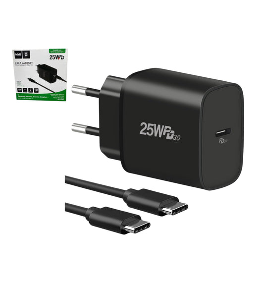 KIT CARICATORE C/CAVO - TYPE C    25WATT  - 3 PZ