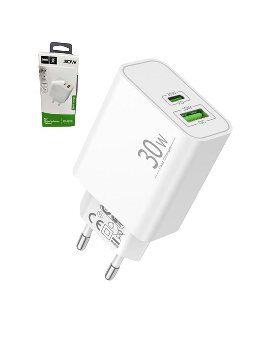 30W - CARICATORE MURO USB + USB C