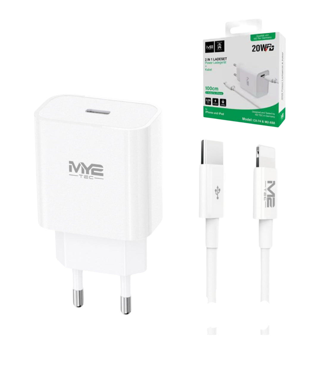 20W - KIT CARICATORE C/CAVO IPHONE